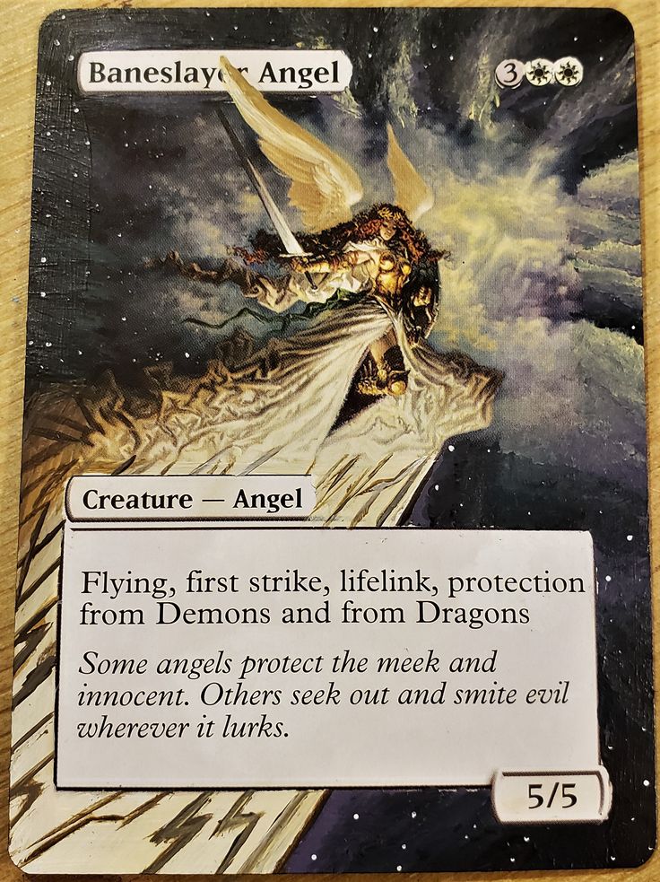 a card with an image of a demon on it's back and the words, creature angel