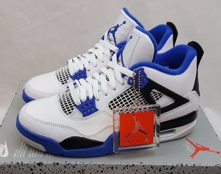 2017 Nike Air Jordan 4 IV Retro Motorsport White Royal Blue 308497-117 Size 7 #Nike #BasketballShoes Nike Air Jordan 4, Jordan Retro 4, Jordan 4s, Retro 4, Playing Basketball, Cute Sneakers, Air Jordan 4, Jordan Retro, Sports Shoes