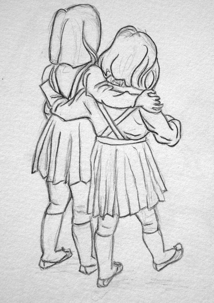 Sisters; pencil sketch 2 Sisters Drawing Easy, Half Face Drawing, Pencil Drawings Tumblr, Sisters Drawing, Cool Animals, Tumblr Drawings, Best Friend Drawings, Drawings Of Friends, Outline Drawings