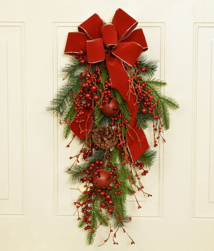 Red Bell and Berry Christmas Swag | Christmas swags, Christmas decor ...