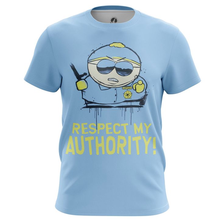 Nice Mens T-Shirt Respect my authority Cartoons South Park  – Search tags: Cartman South Park, Custom Figurines, Apparel Merchandising, Nerdy Girl, Unique T Shirt, Policeman, Animated Cartoons, Unique Tshirts, Boys T Shirts