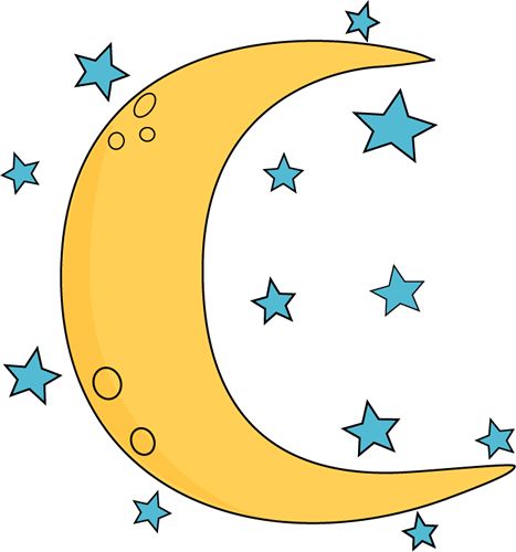 a crescent moon with stars around it