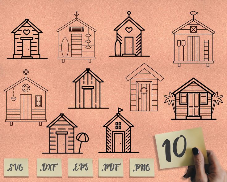 a person holding up a piece of paper with different types of houses drawn on it