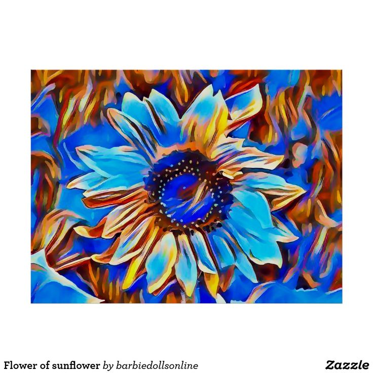 an abstract painting of a sunflower in blue and yellow