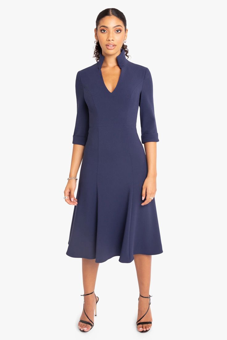 Kensington Dress – Black Halo Stand Up Collar Dress, Plus Size Corporate, Alt Bride, Stand Collar Dress, Malibu Blue, Special Event Dresses, Trumpet Skirt, Zipper Dress, Stand Up Collar