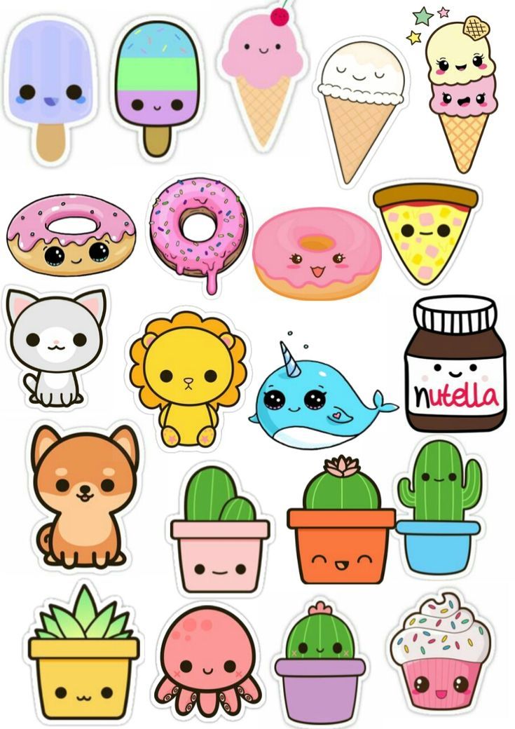 an assortment of stickers with different types of ice cream, donuts and cactuses