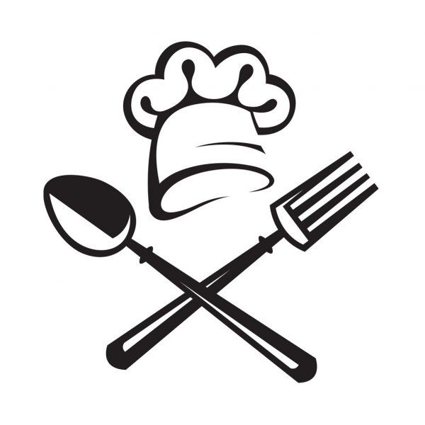 Cuchara, tenedor y chef hat — Ilustración de stock | Sombreros de chef ...