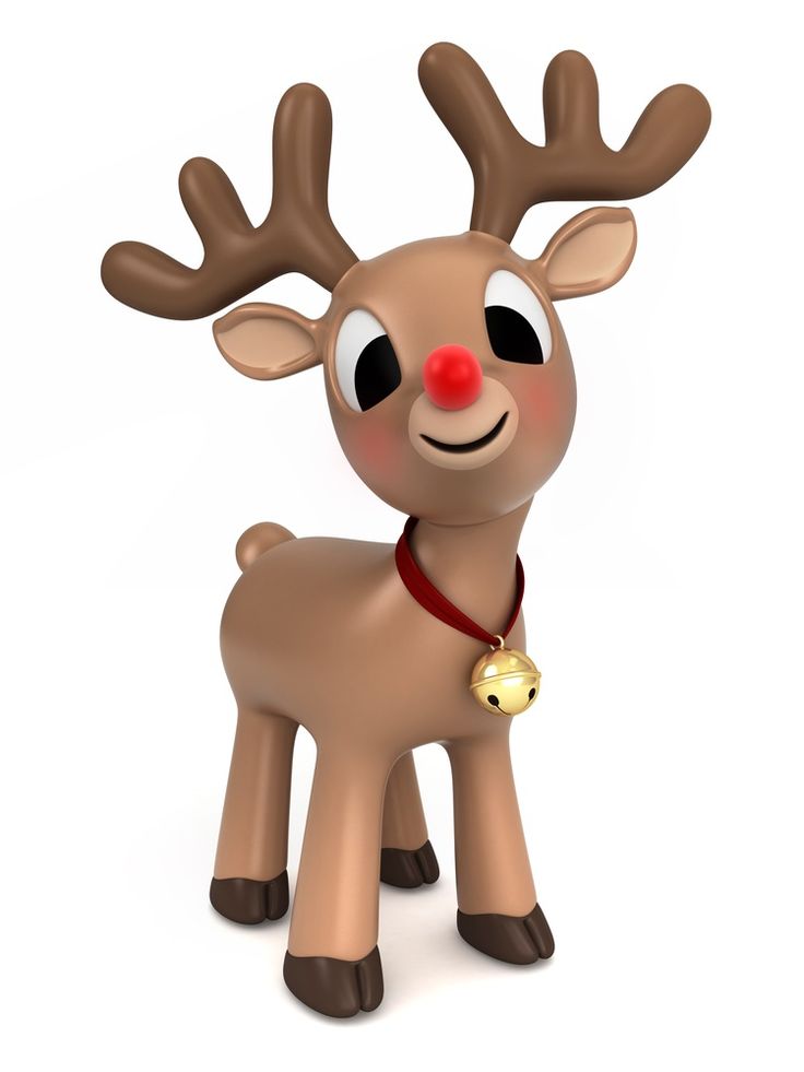 a cartoon reindeer with a bell around its neck