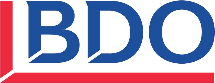 the bdo logo is shown in red, white and blue