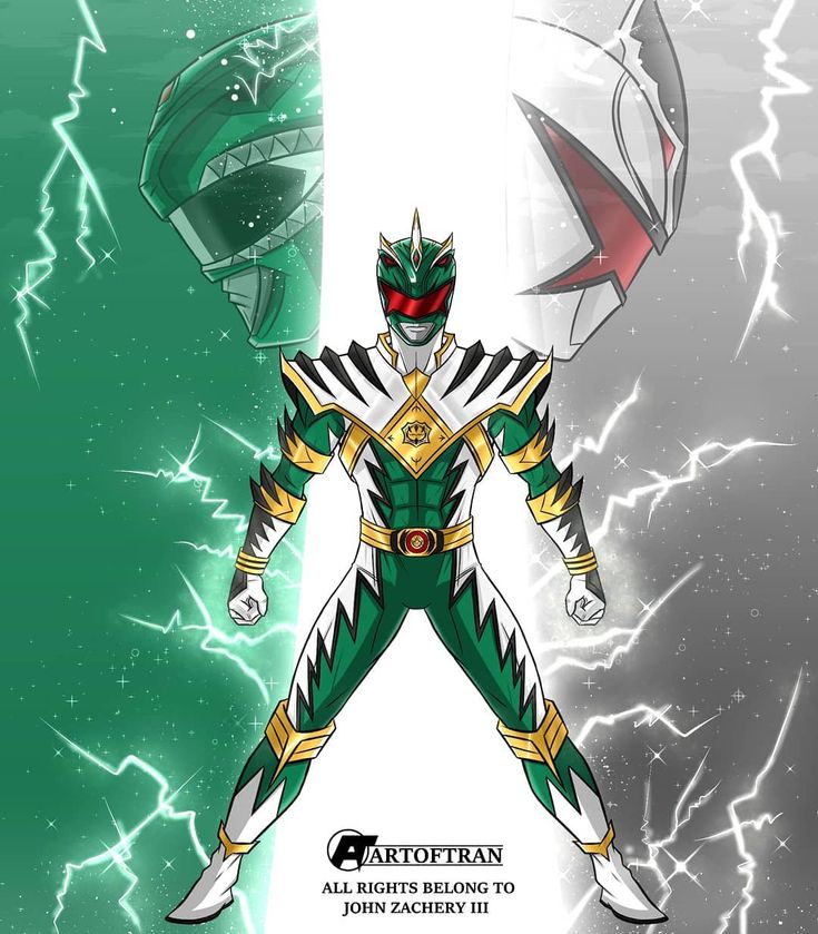 the green ranger is standing in front of some lightnings and thunder bolting behind him