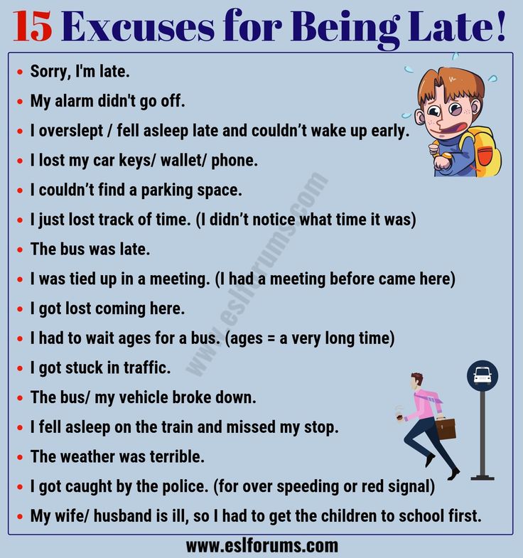 an english poster with the words'15 exercises for being late '