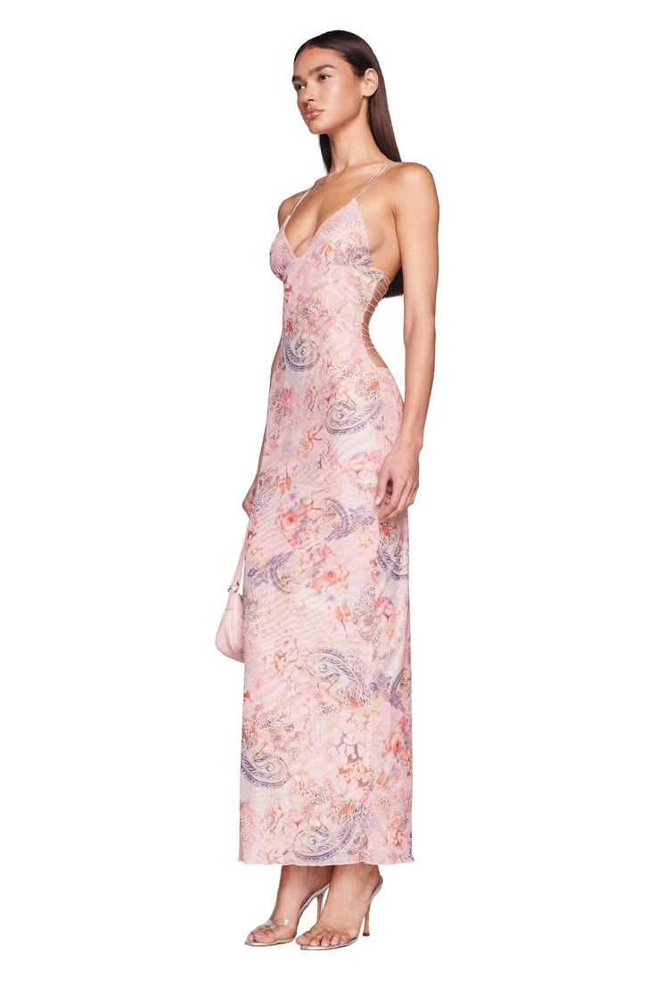 ELLERY DRESS - PINK : FLORA PAISLEY – I.AM.GIA North America Long Summer Dress Outfits, Ellery Dress, Gia Dress, Prom Inspo, Prom Dress Inspiration, Butterfly Dress, Backless Design, Summer Dress Outfits, Long Summer Dresses