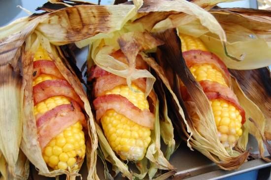 corn on the cob with bacon in it