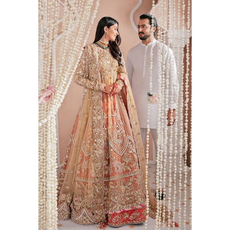 Orange Bridal Dress, Wedding Dresses Embroidery, Bridal Frock, Pakistani Sharara, Wedding Dress Indian, Bridal Maxi Dress, Suits Party Wear, Raw Silk Lehenga, Embroidery Clothes