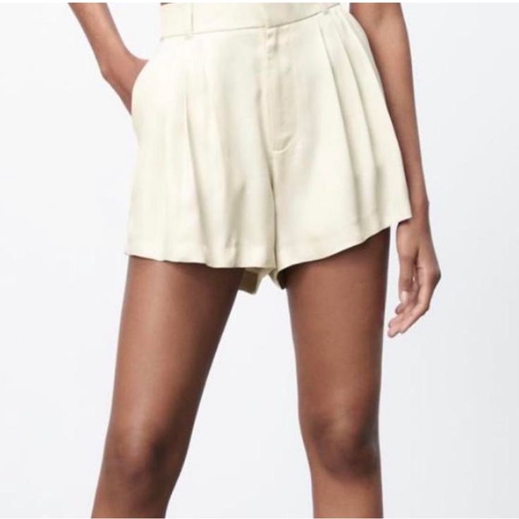 Nwt Zara Satin Shorts Medium Cream Pockets Belt Loops, Also Stretch In Back Satin Shorts, Zara Shorts, Pocket Belt, Cream White, Zara, Satin, Womens Shorts, Cream, Customer Support