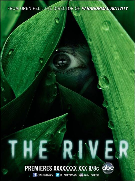 the river movie poster with an eye peeking out from behind some green leafy plants