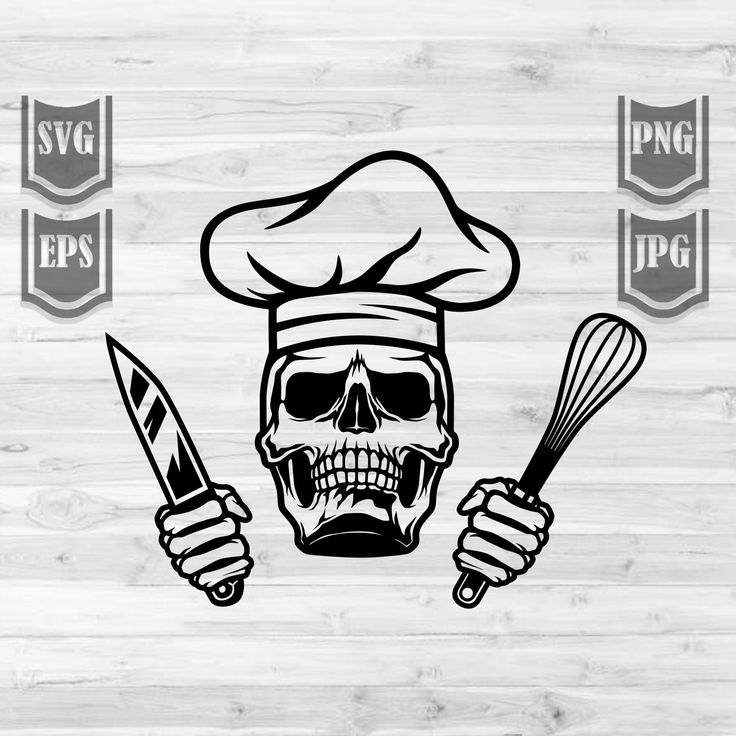 Chef Skull svg | Chef Skull png | Chef Clipart | Chef Cutfile | Chef ...