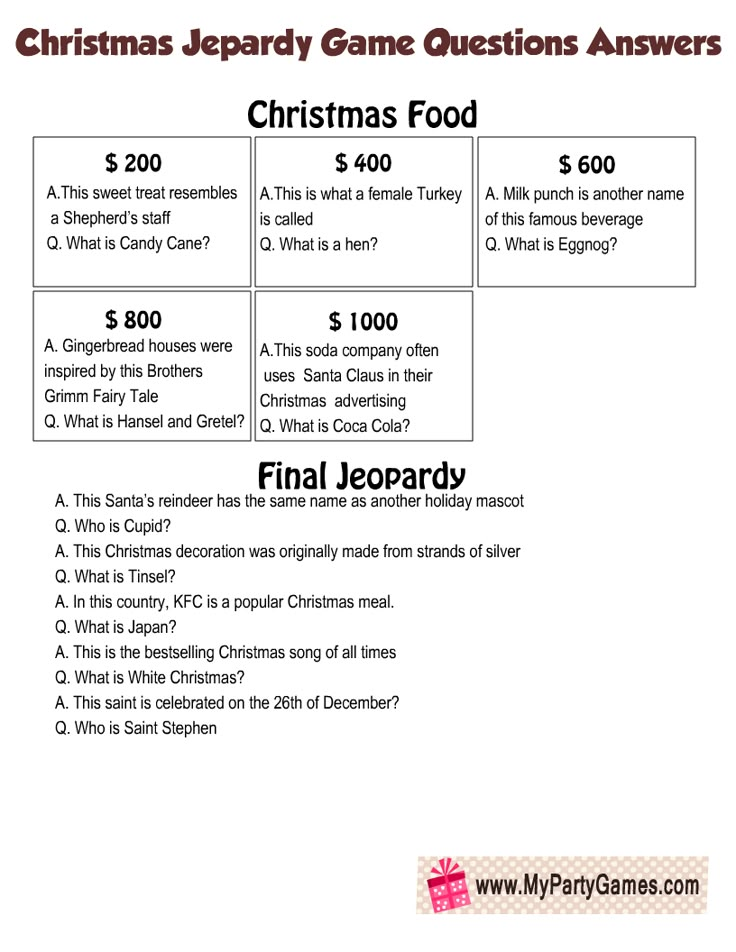 the christmas party game questions answer sheet for children to learn how to make it look like they