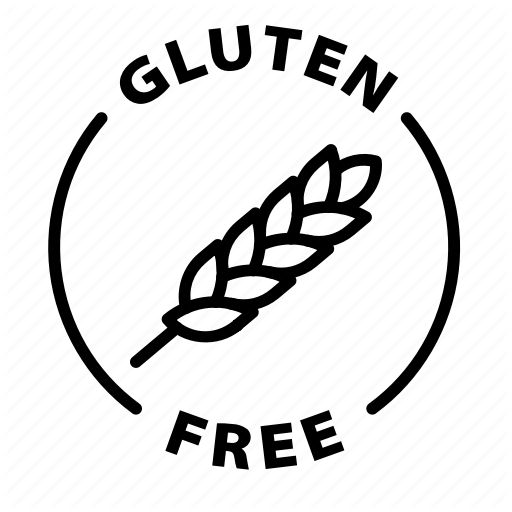 the gluten free logo is shown in black and white, with a circle around it