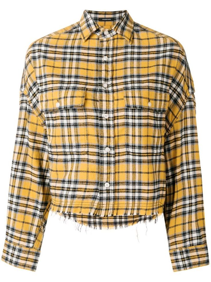 R13 cropped plaid print shirt - Yellow Plaid Print Shirt, Harem Pant, Clothing Cute, Cute Outfits For School, Shop Tops, Designer Shirts, Outfits For School, Plaid Print, Shirts For Women