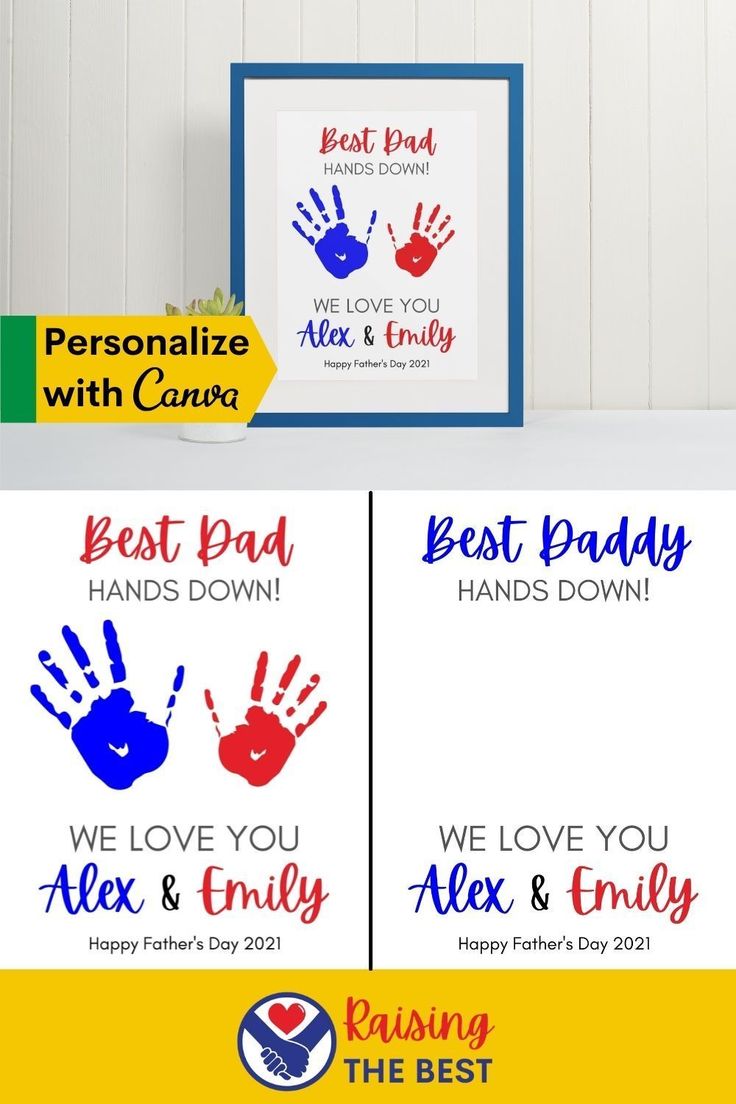 EDITABLE Best Dad Hands Down Printable Handprint Art DIY Father's Day ...