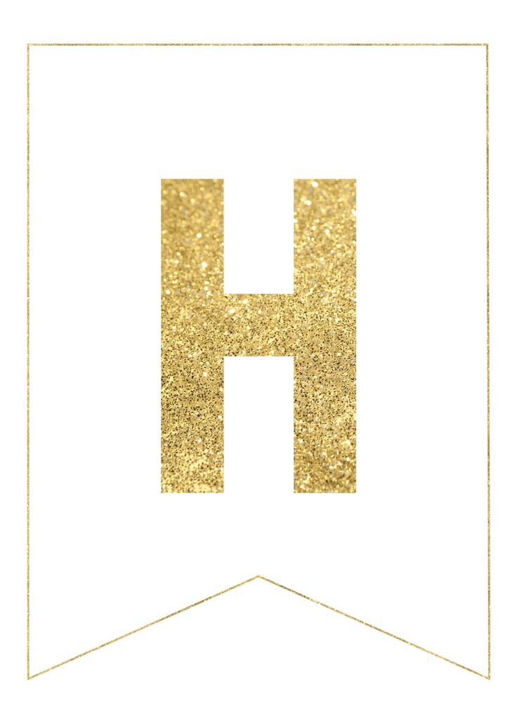 the letter h is made up of gold glitter