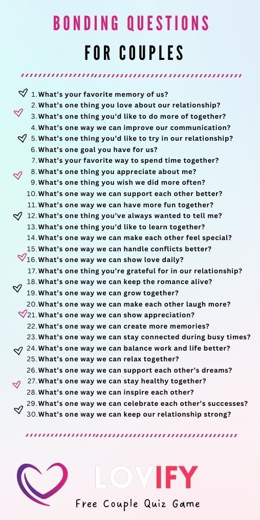 Bonding Questions for Couples | Get Lovify App For Fun Couple Quizzes Game Night Questions For Couples, New Couples Questions, Game For Couples Question, Fun Couple Games Questions, Couple Challenge Questions, Dates Night Ideas, Date Night Truth Or Dare, Relationship Truth Or Dare Questions, Questions Games For Couples