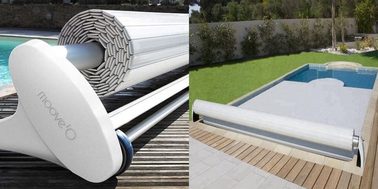 an inflatable pool heater sitting on top of a wooden deck next to a swimming pool