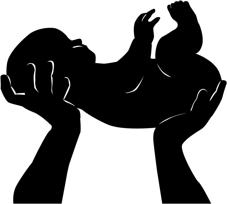 a black and white silhouette of a baby