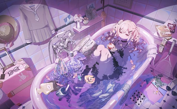 a bathtub filled with lots of purple liquid