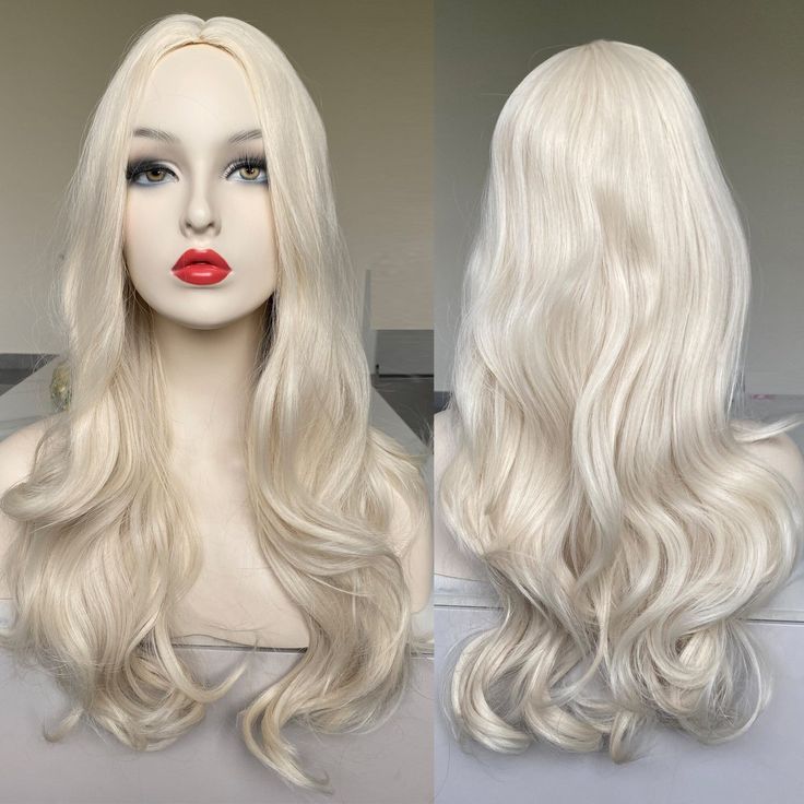 Platinum Blonde Wig Hair, Synthetic Wig Blonde Long Wavy Wigs Hair for Women 1. platium blonde,trendy color and texture and natural looking 2. Soft High Quality Heat Resistant Fiber: Can be styled up to 200oC or 390oF, but recommended at 150oC or 300oF 3. Breathable Wig Cap Structure: Average cap size circumference 22.5 Inches with 2 adjustable straps,which help fit your head better. Warm Tips: 1).Please make sure the shipping address you leave is correct. 2)You can wear it as is straight from the bag, or brush & fluff up the waves for a softer but bigger look! 3) Colors might look different in person due to different monitor brands and/or settings. MAINTENANCE:( is an important part of making sure you can enjoy wigs to the fullest. Wigs need to be properly cared for to avoid unnecessary s Platinum Blonde Wig, Wig Blonde, Wavy Wigs, Hair For Women, Wigs Hair, Platinum Blonde Hair, Blonde Wig, Synthetic Wig, Platinum Blonde