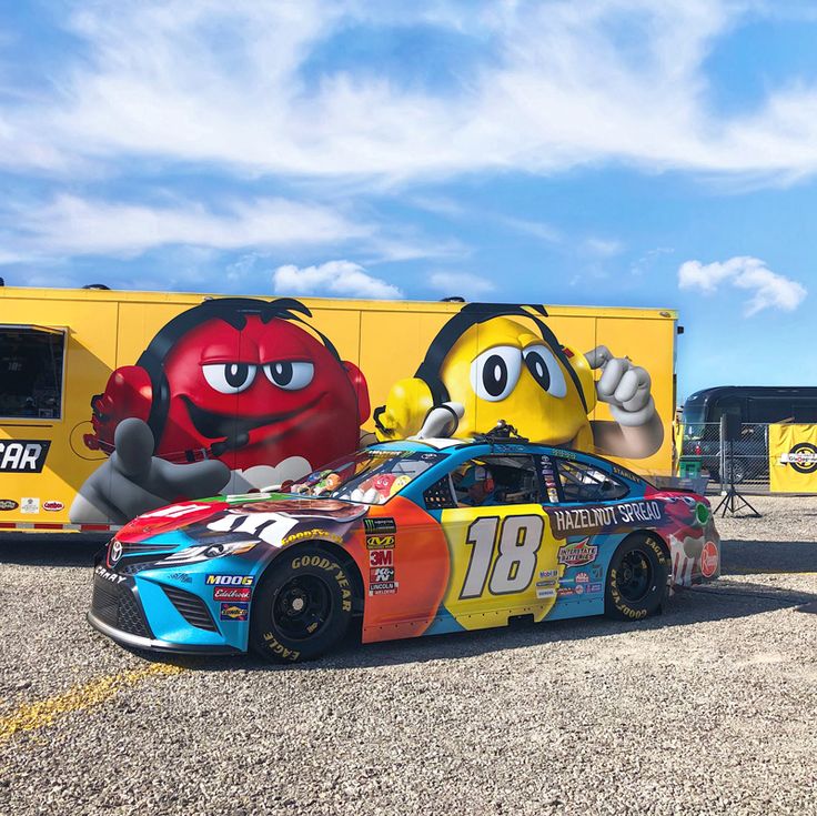 the cars are painted to look like cartoon characters