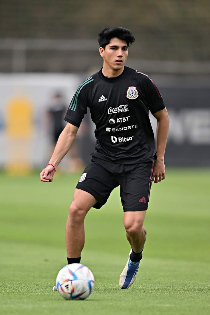 a soccer player is about to kick the ball