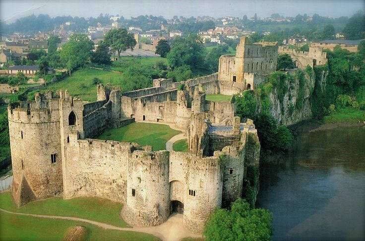 an aerial view of a castle in england