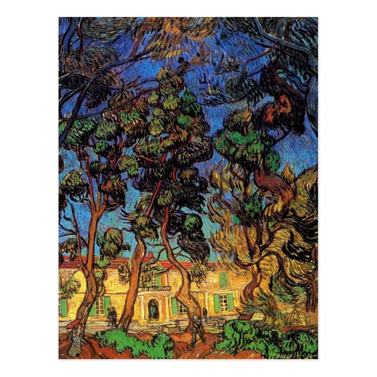 Van Gogh Trees in the Garden, Saint Paul Hospital Postcard | Zazzle ...