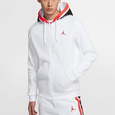 Air Jordan Knit Cozy Breathable Athleisure Casual Sports Fleece Lined Jacket White BQ5650-100 (Men's) Sporty Fleece Track Jacket With Drawstring Hood, Sporty Fleece Jacket For Streetwear, Fleece Track Jacket For Spring Athleisure, Spring Fleece Track Jacket In Athleisure Style, White Functional Hoodie For Light Sports, Sportswear Fleece Jacket With Ribbed Cuffs, Sporty Fleece Jacket With Ribbed Cuffs, Winter Track Jacket For Light Sports, Winter Sports Track Jacket For Light Activities