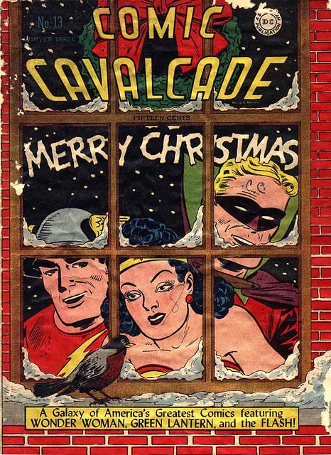 an old comic book cover with the words merry christmas written on it's window