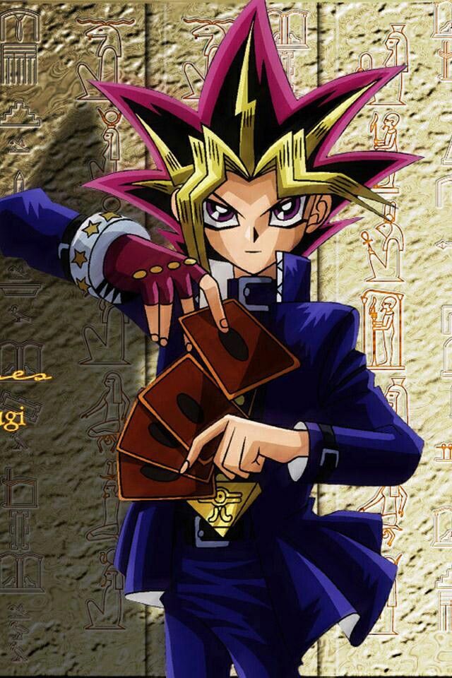 an anime character with purple hair and blue eyes, holding two cards in his hand