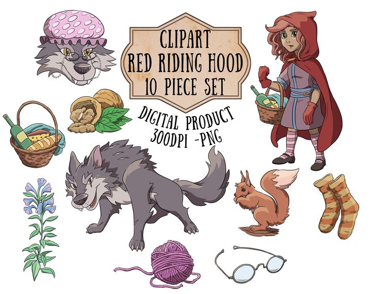 Fairy Tale Clipart, Story Clipart, Children Clipart, Red Riding Hood ...