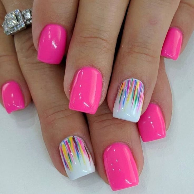 Hot pink summer Nails Design Short, Nails Hot Pink, Mani Ideas, Pretty Nail Art Designs, Pink Nail Designs, Short Acrylic Nails Designs, Hot Nails, Dipped Nails, Kandy