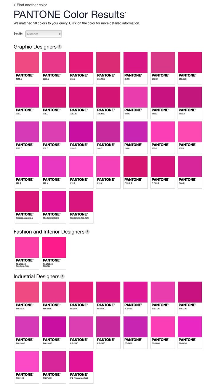 the pantone color chart is shown in pink