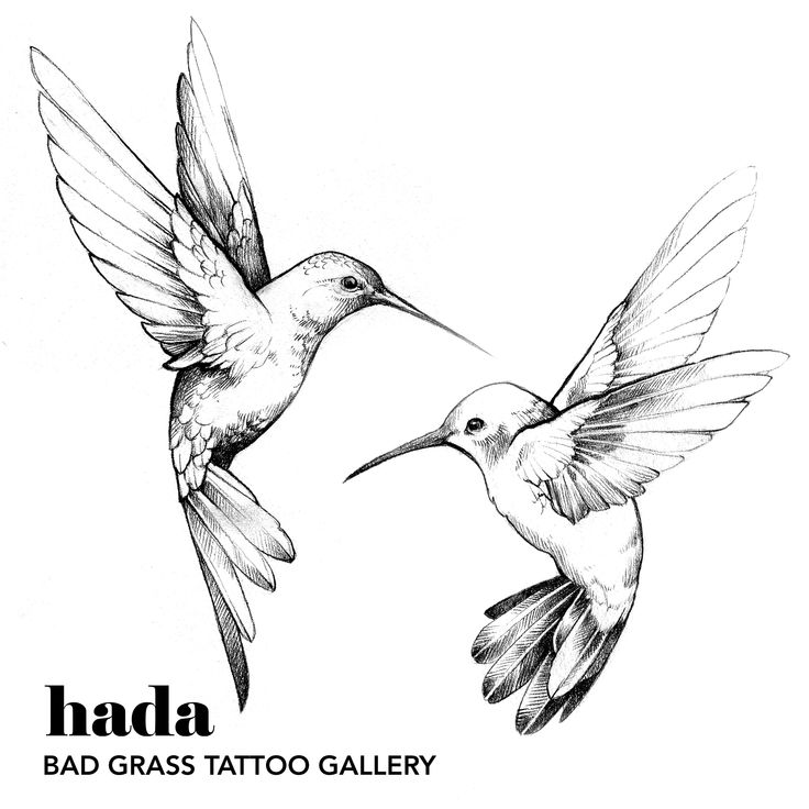 two birds flying next to each other with the words bad grass tattoo gallery on it