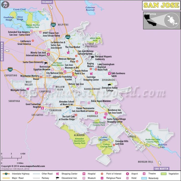 a map of san jose with all the major cities