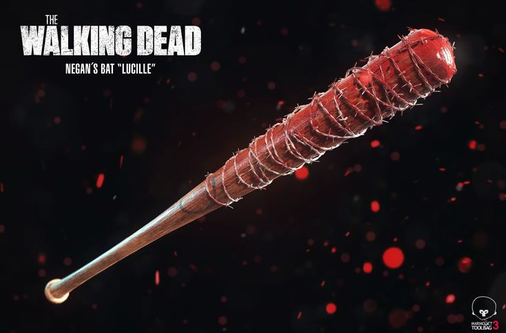 the walking dead negan's bat replica is shown in red and black colors