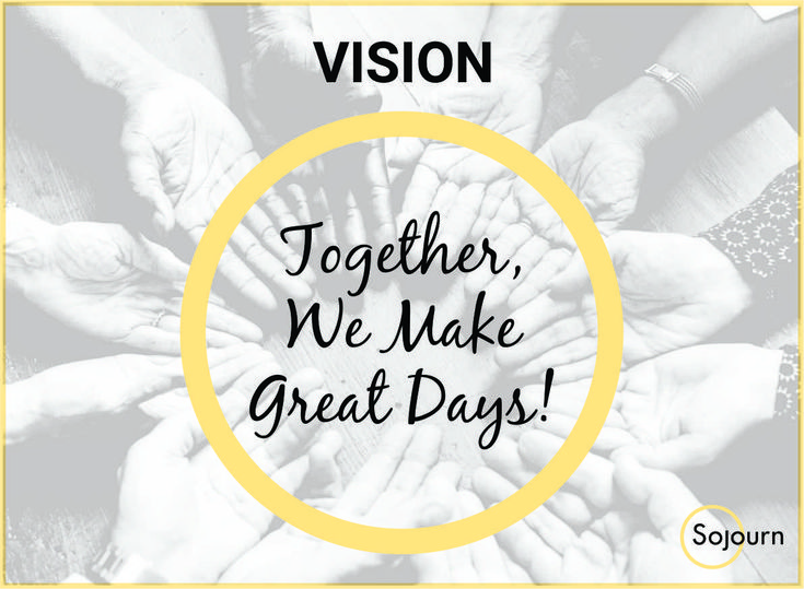 a group of hands holding each other with the words vision together, we make great days