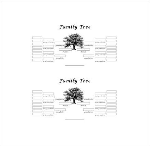 two family tree templates with the names and numbers