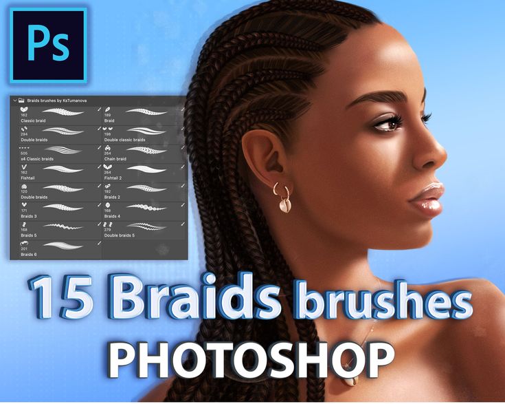 an image of a woman with braids on her head and the words 15 braids brushes