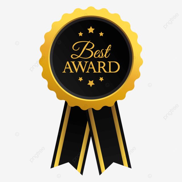 a black and gold award ribbon with the words best award on it, transparent background