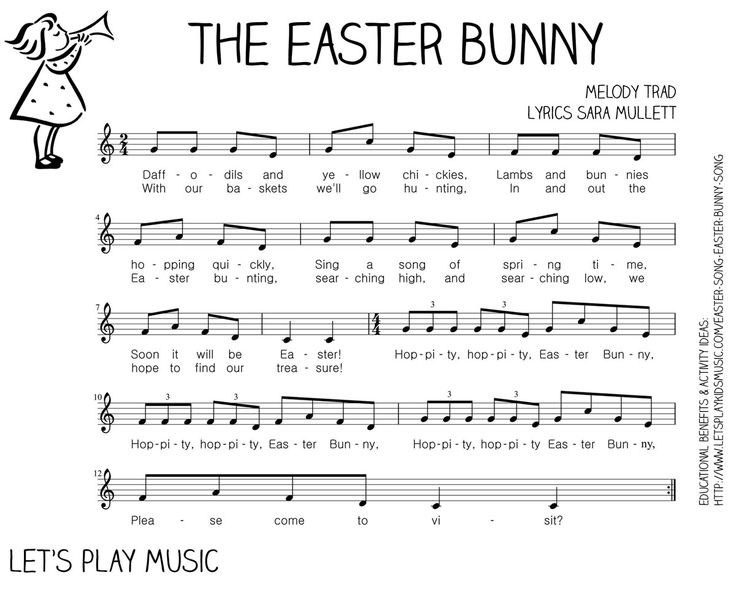 the easter bunny sheet music for kids