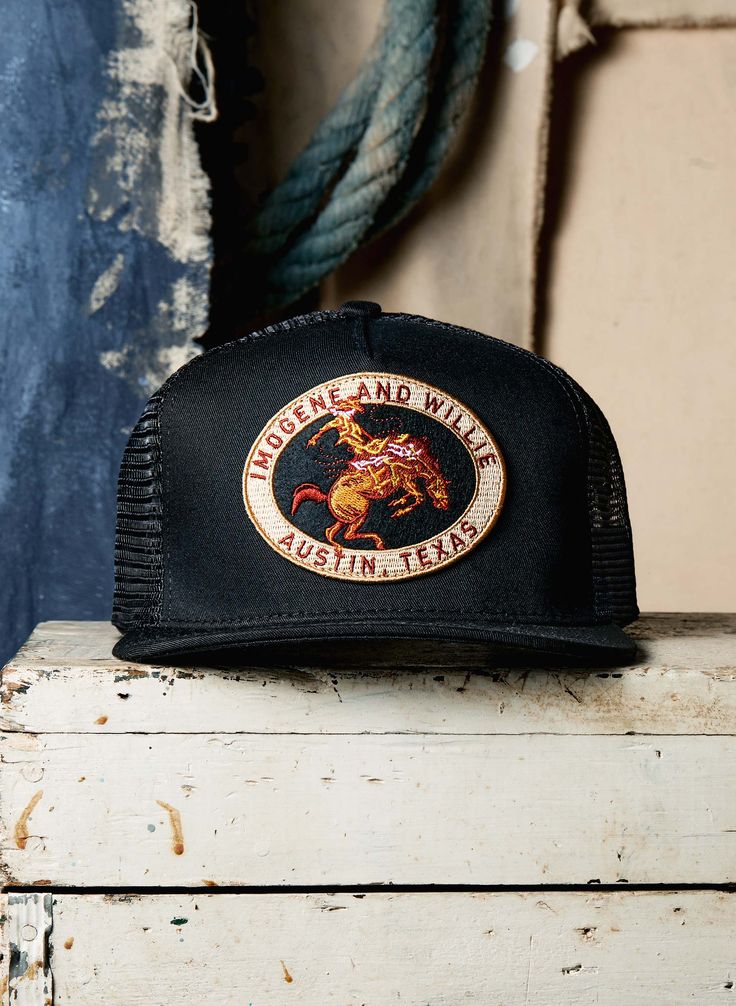 the "rodeo" trucker – imogene + willie Country Trucker Hats, Western Ball Caps, Mens Western Wear, Imogene Willie, Mens Western, Vintage Trucker Hats, Tailor Shop, Denim T Shirt, Nature Tattoos